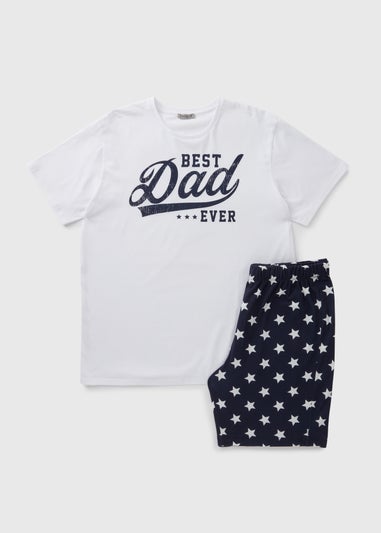 White Best Dad Ever Pyjama Short Set