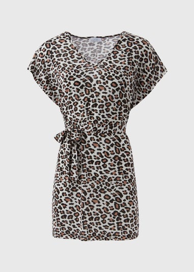 Brown Animal Print Jersey Kaftan