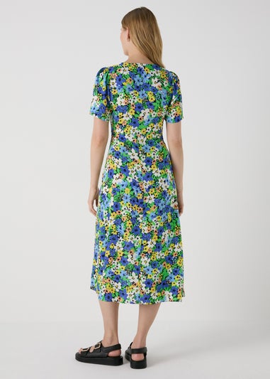 Multicolour Floral Button Through Midi Dress