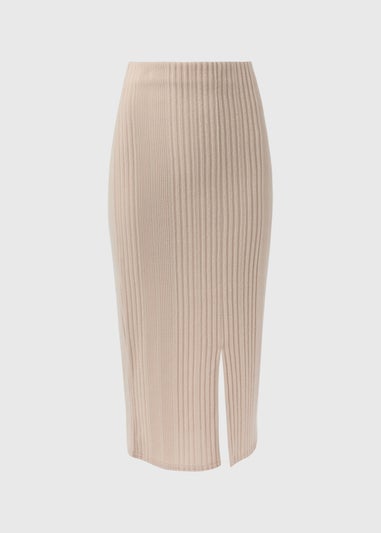 Mocha Soft Touch Ribbed Skirt