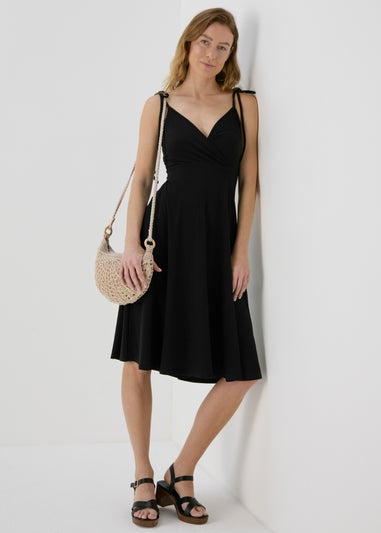 Black Strappy Ribbed Cami Dress