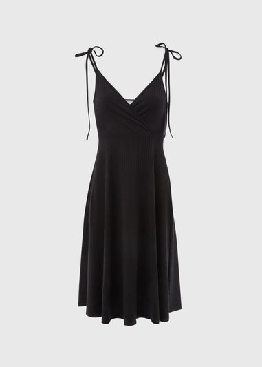 Black Strappy Ribbed Cami Dress