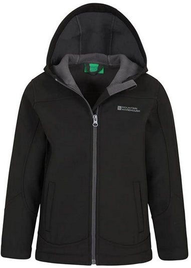 Mountain Warehouse Kids Black Exodus Water Resistant Soft Shell Jacket (3-8yrs)