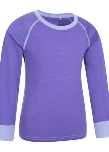 Mountain Warehouse Kids Purple Merino II Contrast Round Neck Base Layer Top (2-8yrs)