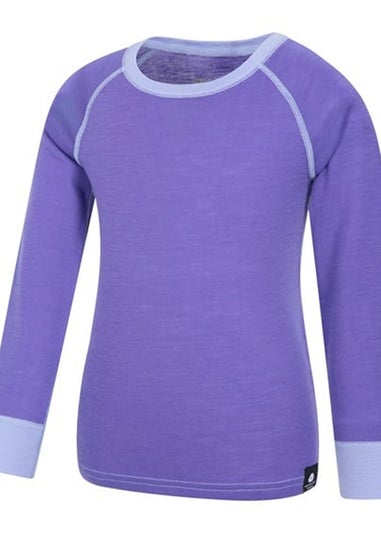 Mountain Warehouse Kids Purple Merino II Contrast Round Neck Base Layer Top (2-8yrs)