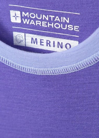 Mountain Warehouse Kids Purple Merino II Contrast Round Neck Base Layer Top (2-8yrs)