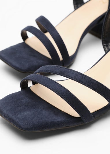 Quiz Blue Asymmetric Low Block Heel Sandals