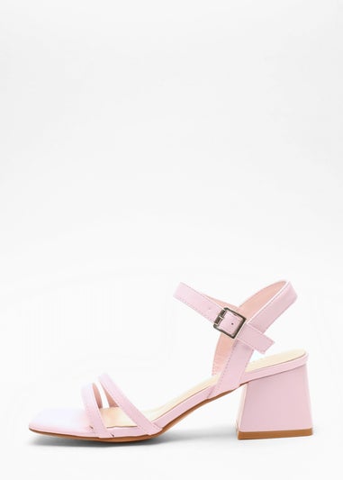 Quiz Pink Faux Leather Block Heel Sandal