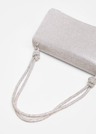 Quiz Silver Diamante Shoulder Bag