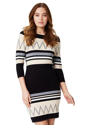 Izabel London Black Stripy Knit Dress