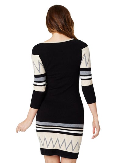 Izabel London Black Stripy Knit Dress