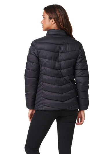 Izabel London Black High Neck Zip Front Puffer Jacket