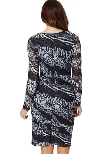 Izabel London Black Animal Print Bodycon Short Dress