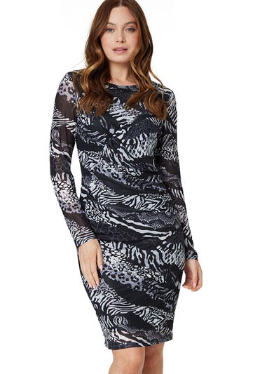 Izabel London Black Animal Print Bodycon Short Dress