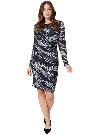 Izabel London Black Animal Print Bodycon Short Dress