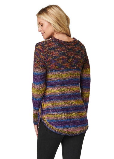 Izabel London Purple Striped Curve Hem Knit Jumper