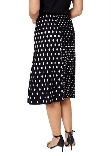 Izabel London Black Polka Dot A-Line Knit Skirt