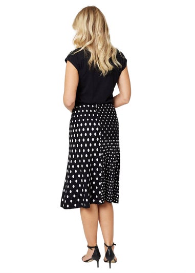 Izabel London Black Polka Dot A-Line Knit Skirt