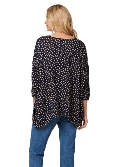 Izabel London Navy Polka Dot Oversize Blouse Top