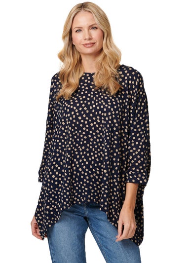 Izabel London Navy Polka Dot Oversize Blouse Top