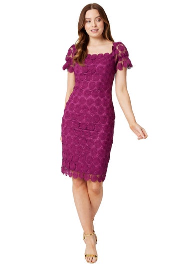 Izabel London Purple Floral Lace Bodycon Dress