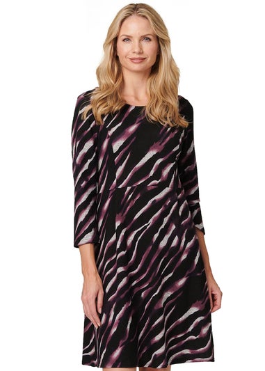 Izabel London Purple Printed Twist Back Skater Dress