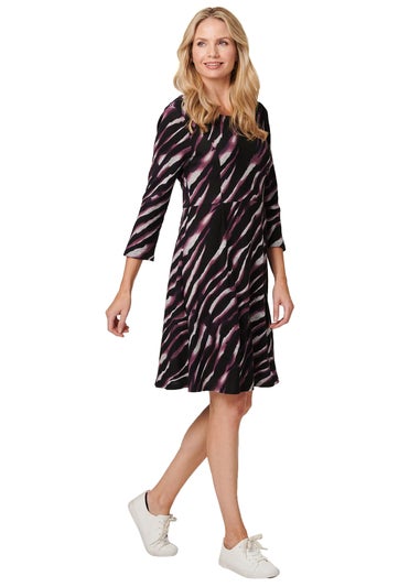 Izabel London Purple Printed Twist Back Skater Dress
