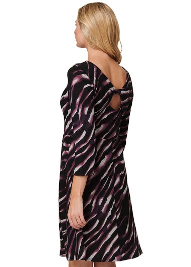 Izabel London Purple Printed Twist Back Skater Dress