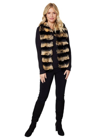 Izabel London Black Faux Fur Open Front Gilet