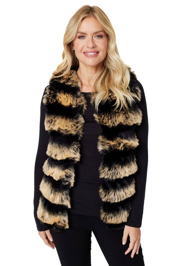 Izabel London Black Faux Fur Open Front Gilet