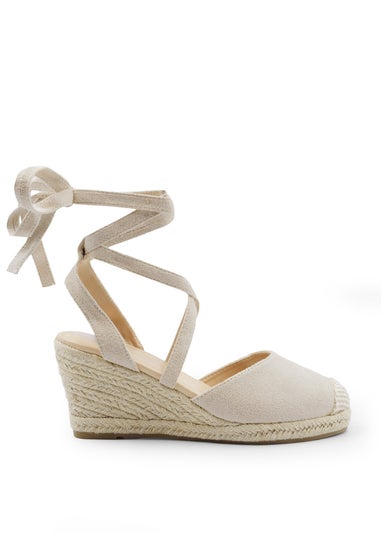 Where's That From Cream Suede Juniper Low Wedge Espadrille Sandals