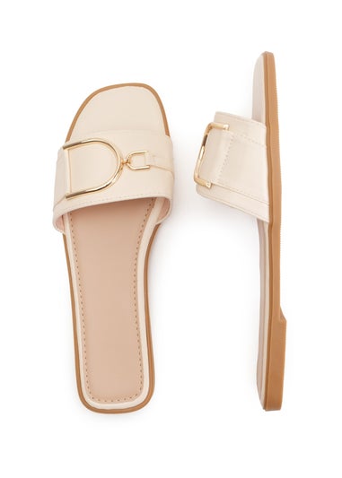 Where's That From Nude Pu Olivia Buckle Strap Sandals