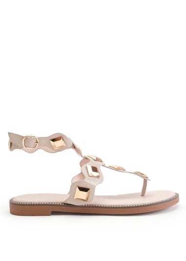 Where's That From Nude Pu Sharyn Toe Post Sandals