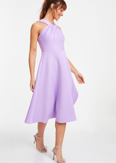 Quiz Purple Halter Neck Skater Midi Dress