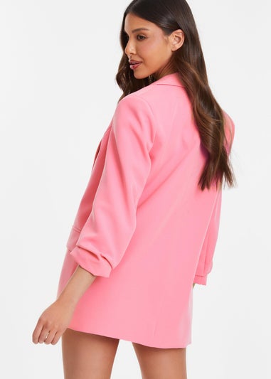 Quiz Pink Ruched Sleeve Blazer