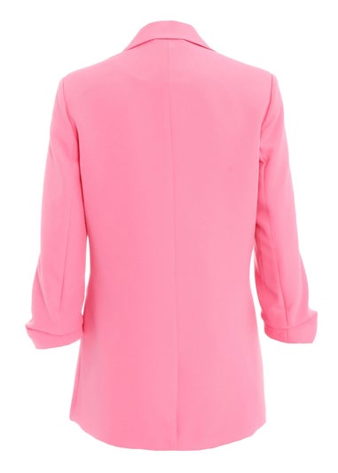 Quiz Pink Ruched Sleeve Blazer