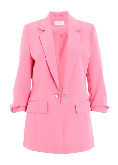 Quiz Pink Ruched Sleeve Blazer