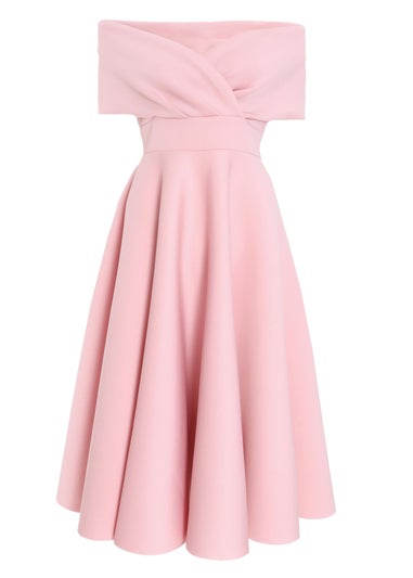 Quiz Pink Bardot Skater Midi Dress