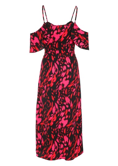 Quiz Pink Animal Print Drop Shoulder Midi Dress