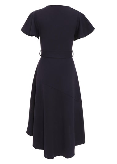 Quiz Blue Frill Sleeve Wrap Midi Dress