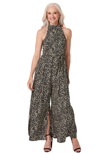 Izabel London Black Printed Wide Leg Jumpsuit