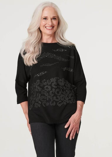 Izabel London Black Embellished Top