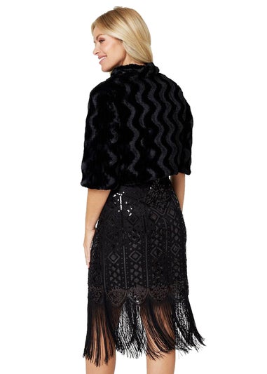 Izabel London Black Faux Fur Cropped Jacket