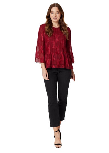 Izabel London Red Plisse Pleated Blouse