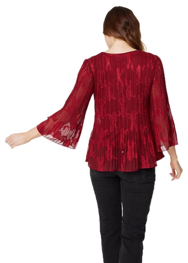 Izabel London Red Plisse Pleated Blouse