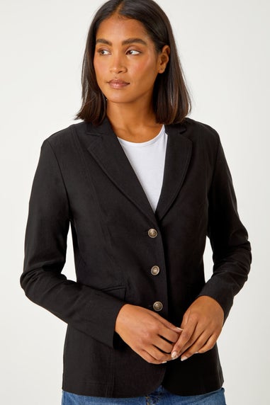 Roman Black Button Detail Stretch Blazer