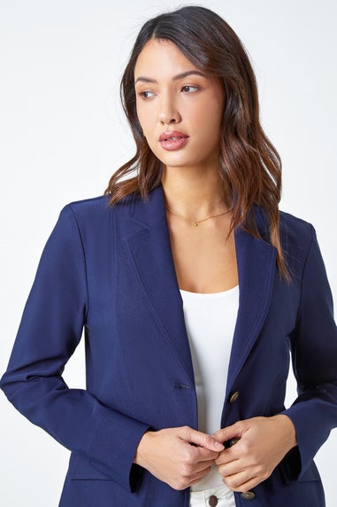 Roman Navy Button Detail Stretch Blazer