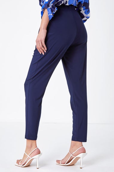 Roman Navy Jersey Stretch Elastic Waistc Harem Trousers