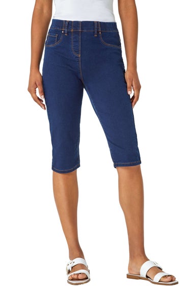 Roman Indigo Denim Stretch Knee Length Pedal Pusher