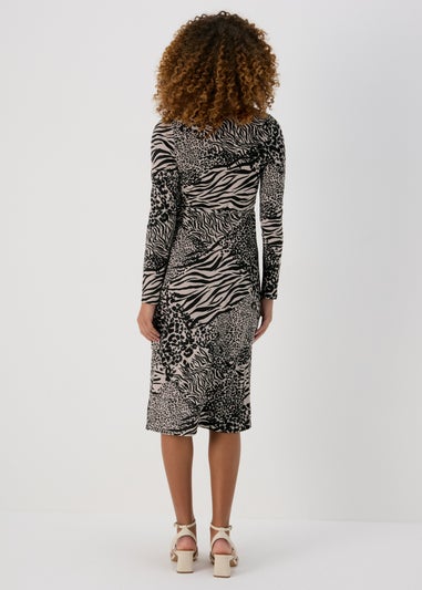 Stone Animal Print Jersey Wrap Dress